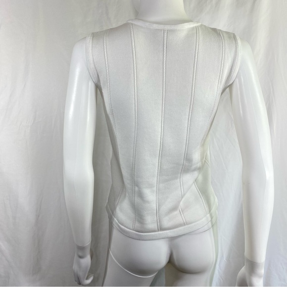 Talbots Sleeveless White  Ribbed Tank Sweater - Picture 4 of 6